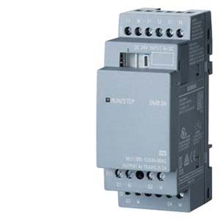 SIEMENS 6ED1055-1CB00-0BA2 LOGO! DM8 24 expansion module, PS/I/O: 24V/24V/trans., 4 DI/4 DO for LOGO! 8