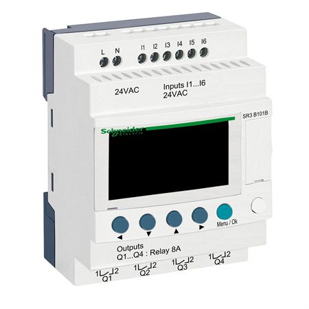 Schneider Electric SR3B101B Modular smart relay, Zelio Logic, 10 I/O, 24 V AC, clock, display