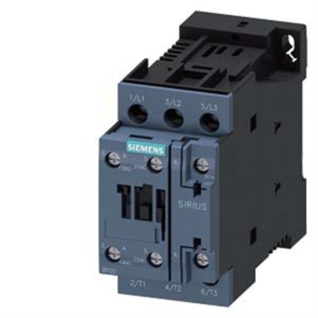 Siemens 3RT2025-1BB40 power contactor, AC-3e/AC-3, 17 A, 7.5 kW / 400 V, 3-pole, 24 V DC, auxiliary contacts: 1 NO + 1 NC, screw terminal