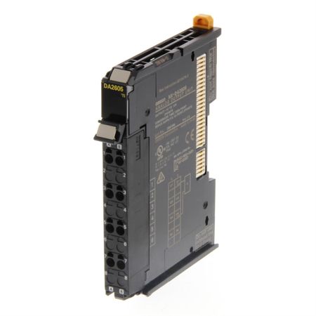 Omron NX-DA3603 4 Analog Outputs, -10 to 10 V, resolution 1:8000, 250 µs/ch, screwless push-in connector, 12 mm wide