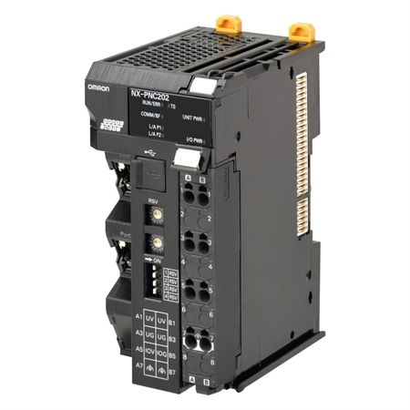 Omron NX-PNC202 NX-series PROFINET Coupler, 2 ports, 63 I/O units, max I/O current 10 A, screwless push-in connector, delivered with end cover