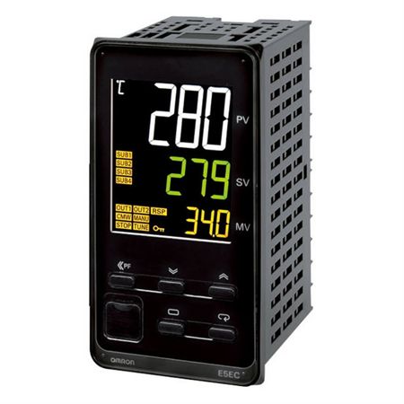 Omron E5EC-PR4A5M-000 Temp. controller, PRO, 1/8 DIN (96x48mm),1 x Valve OUT + Pot.,4 AUX,100-240 VAC