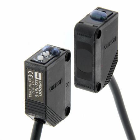 Omron E3Z-T61 5M Photoelectric sensor, rectangular housing, infrared LED, through-beam, 15 m, NPN, Light-ON/Dark-ON, 5 m cable