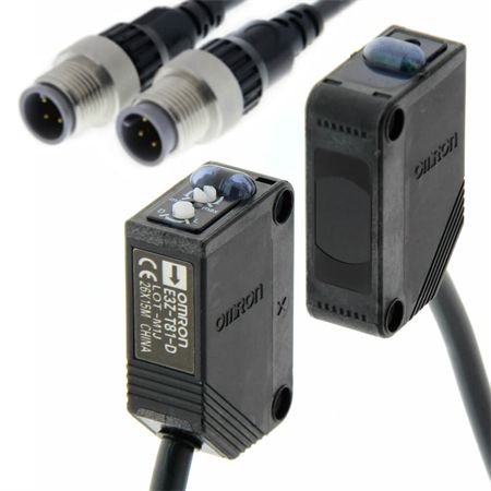 Omron E3Z-T81A-M1J 0.3M Photoelectric sensor, rectangular housing, red LED, through-beam, 10 m, PNP, Light-ON/Dark-ON, M12 pigtail connector, 0.3 m