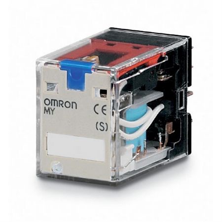 Omron MY4IN1 24VDC (S) Relay, plug-in, 14-pin, 4PDT, reverse coil polarity, 5 A, mech & LED indicators, lockable push to test button, label facility