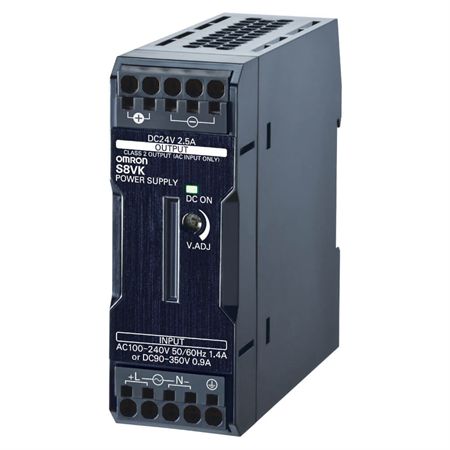 Omron S8VK-S06024 Book type power supply, 60 W, 24VDC, 2.5A, DIN rail mounting, Push-in terminal, Coated