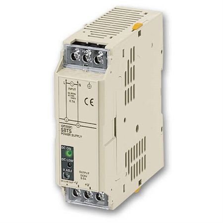 Omron S8TS-03012-E1 Power supply, 100-240 VAC input, 30W 12 VDC 2.5A output, DIN rail mounting, screw terminals, modular PSU for multiple configurations, with bus line connector